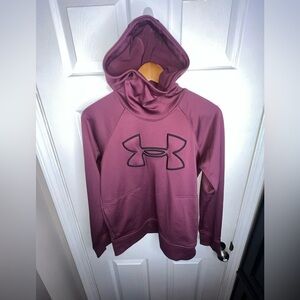 Under Armour Women’s Small Big Logo Hoodie Burgundy ColdGear Loose Fit S Top